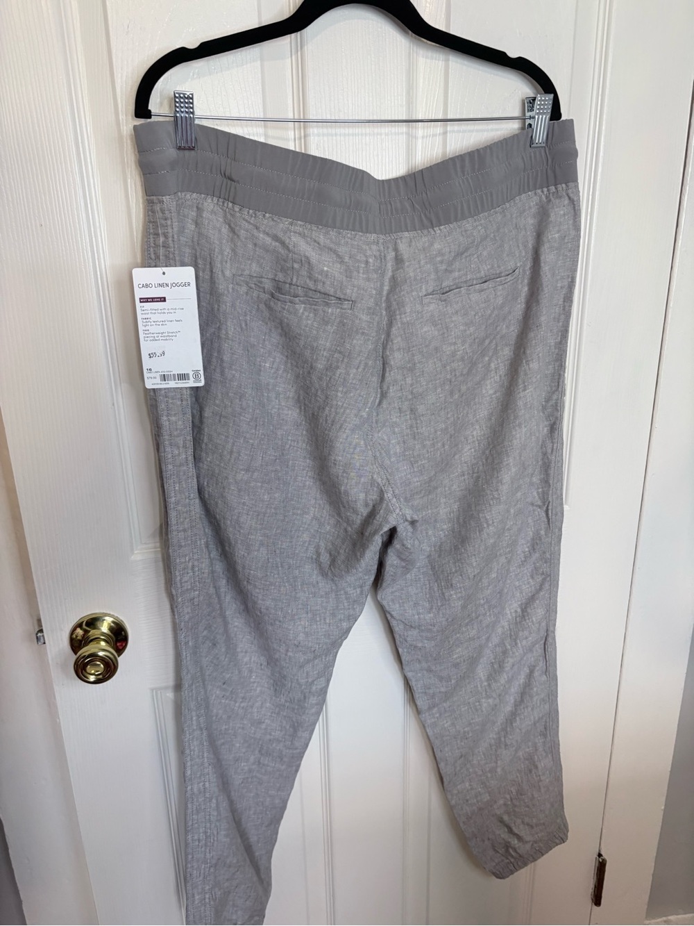 Athleta Cabo Linen Jogger Gray Mid Rise Lightweight Pants NWT Size 16 - Picture 6 of 9